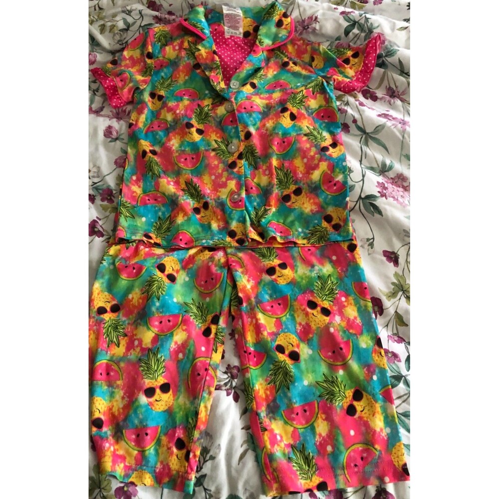 Girls Neon Pineapple Pj Set Size 4/5 New without Tag B5